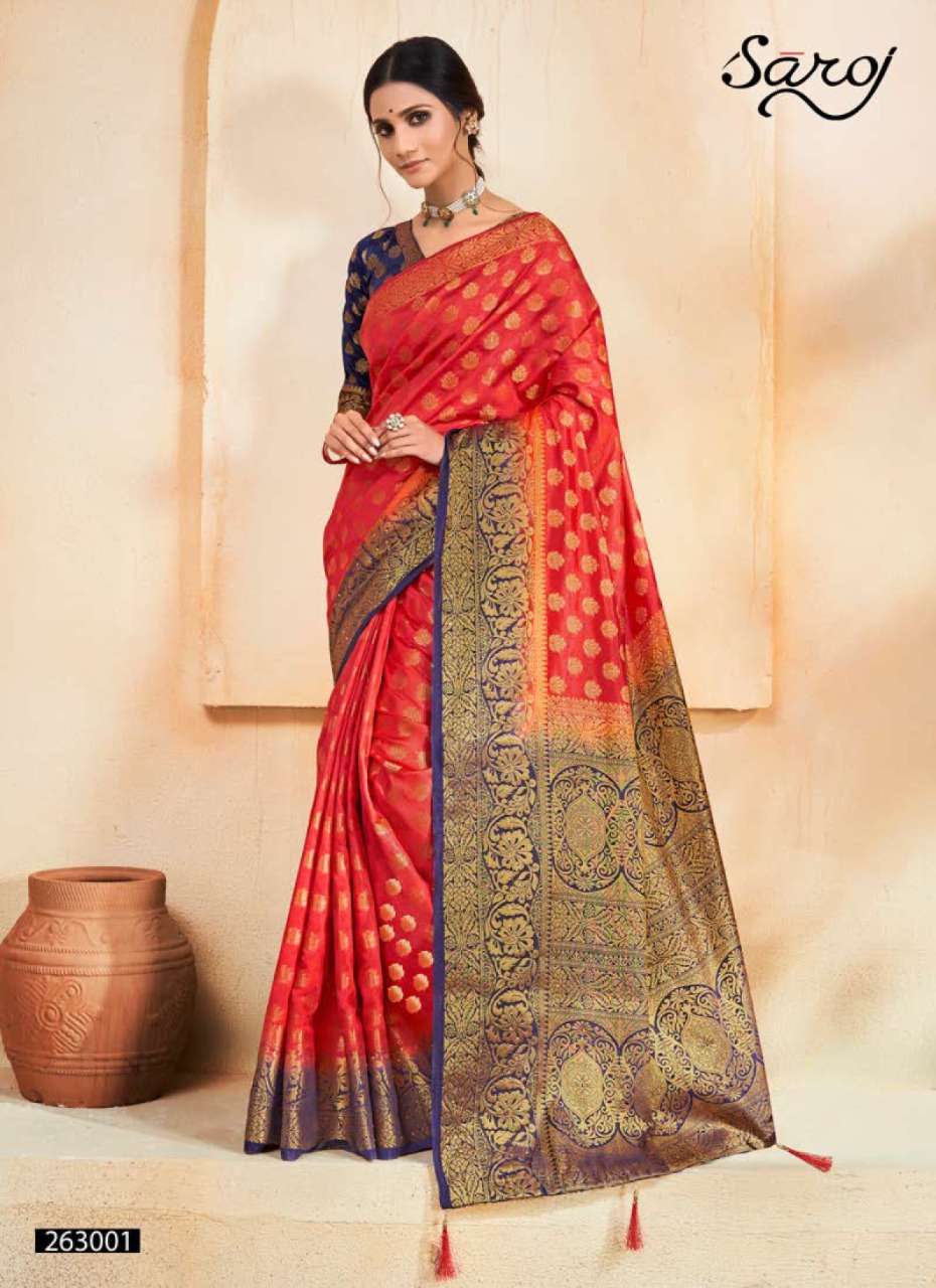 Saroj Kanaklata banarasi silk and heavy reach pallu silk saree