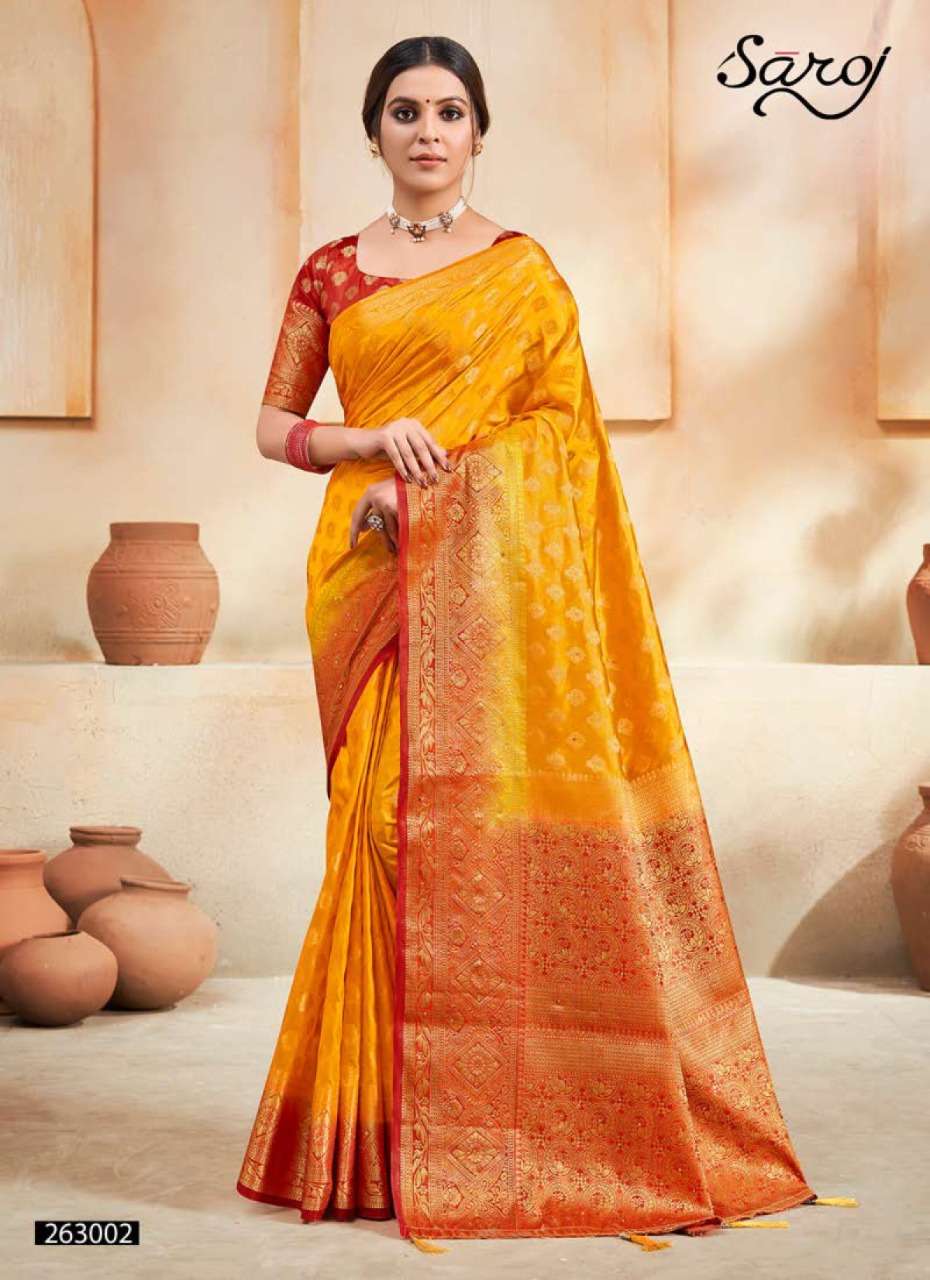 Saroj Kanaklata banarasi silk and heavy reach pallu silk saree