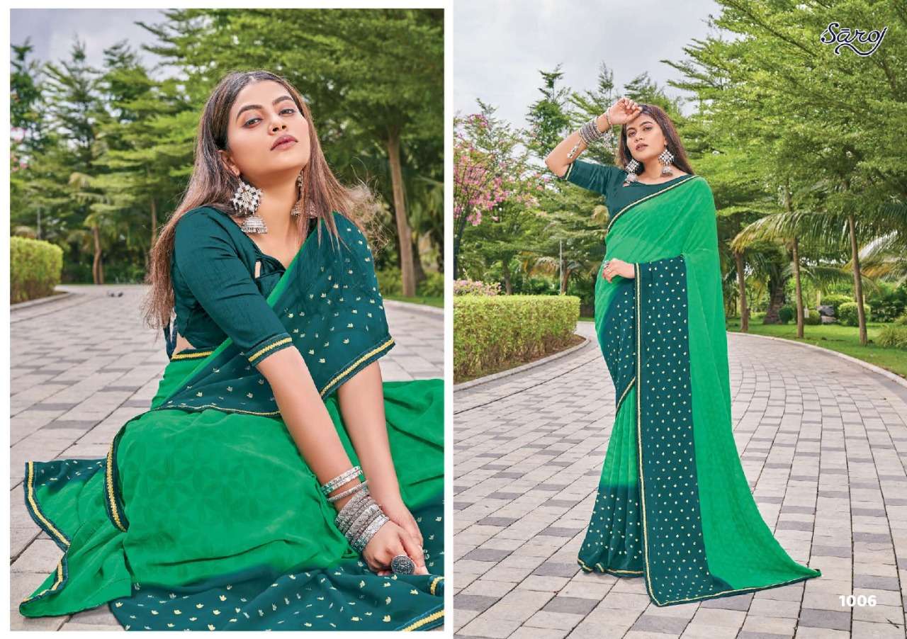 Saroj Kanishka with Beautiful Bandhani type and Jari Foil Butti.