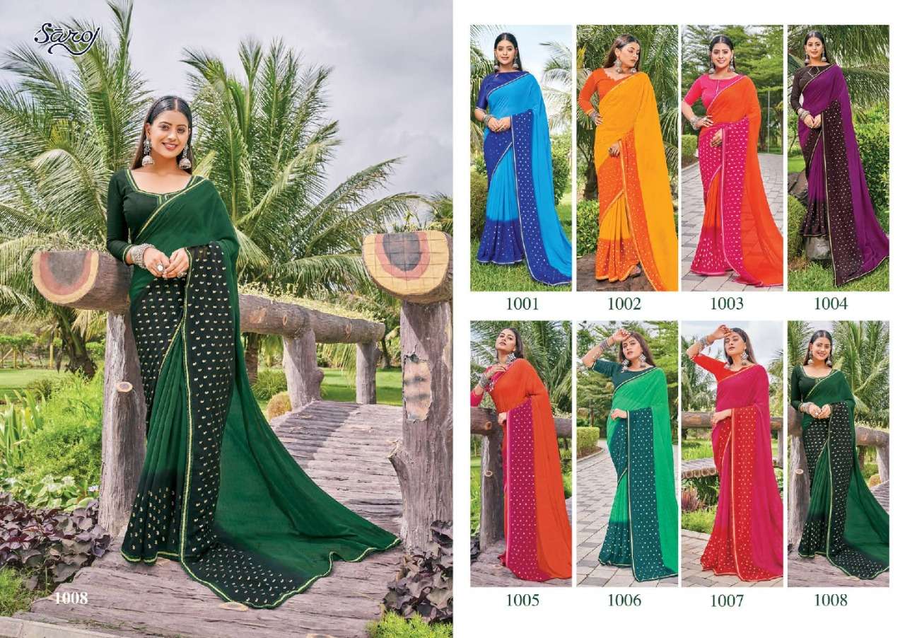 Saroj Kanishka with Beautiful Bandhani type and Jari Foil Butti.