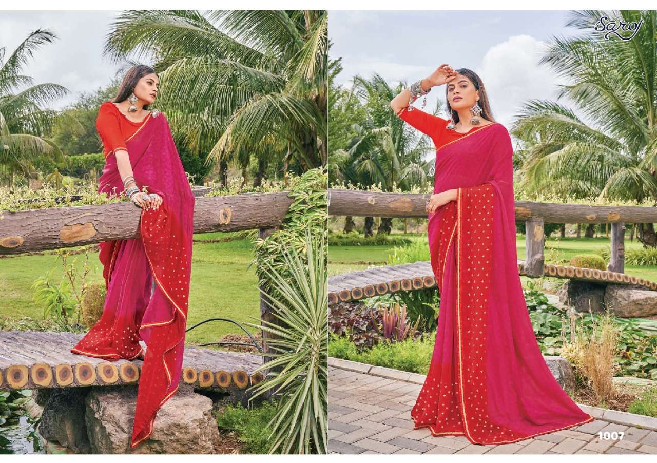 Saroj Kanishka with Beautiful Bandhani type and Jari Foil Butti.