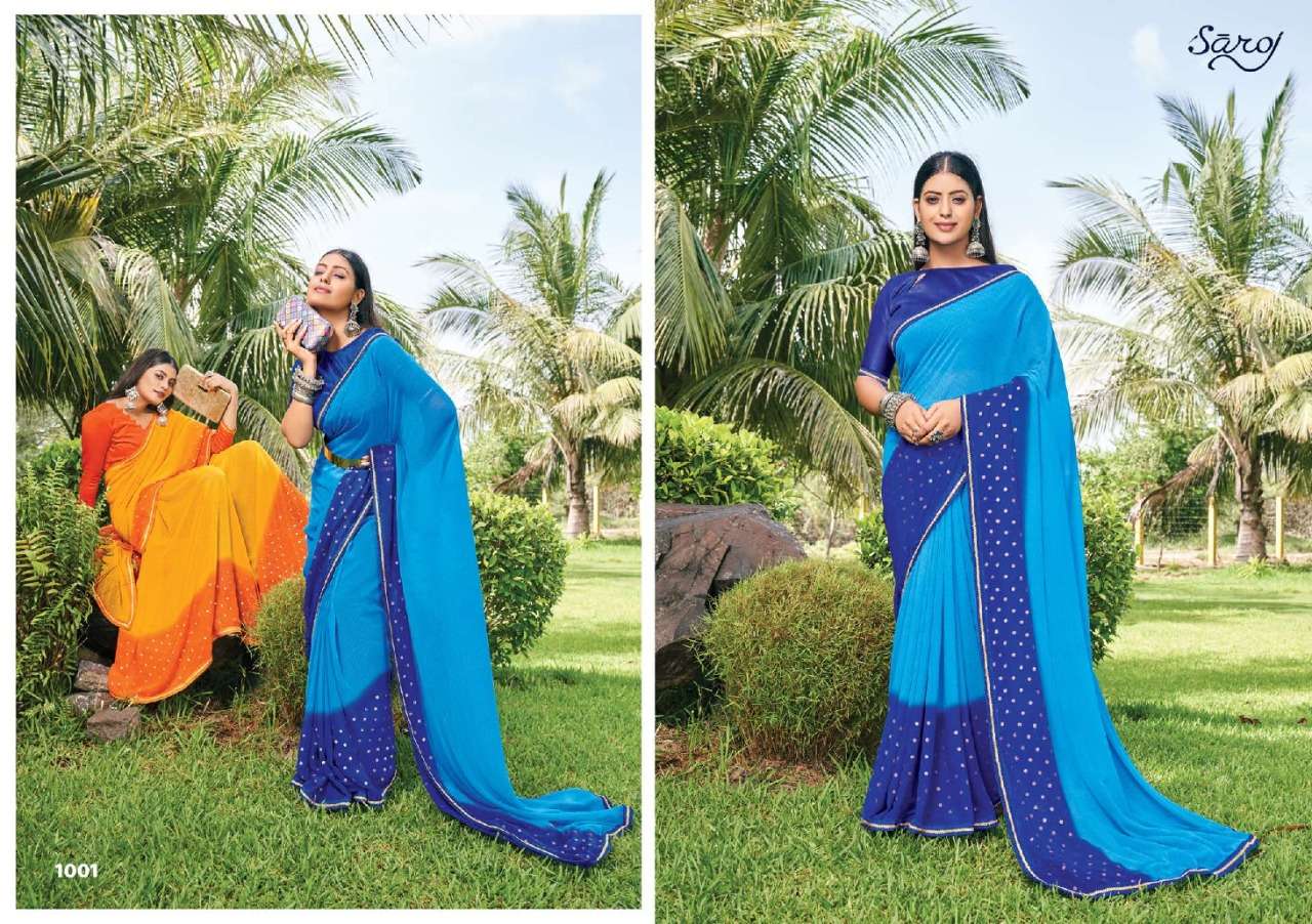 Saroj Kanishka with Beautiful Bandhani type and Jari Foil Butti.