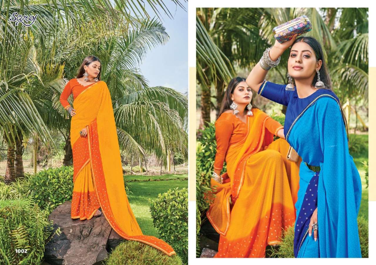 Saroj Kanishka with Beautiful Bandhani type and Jari Foil Butti.