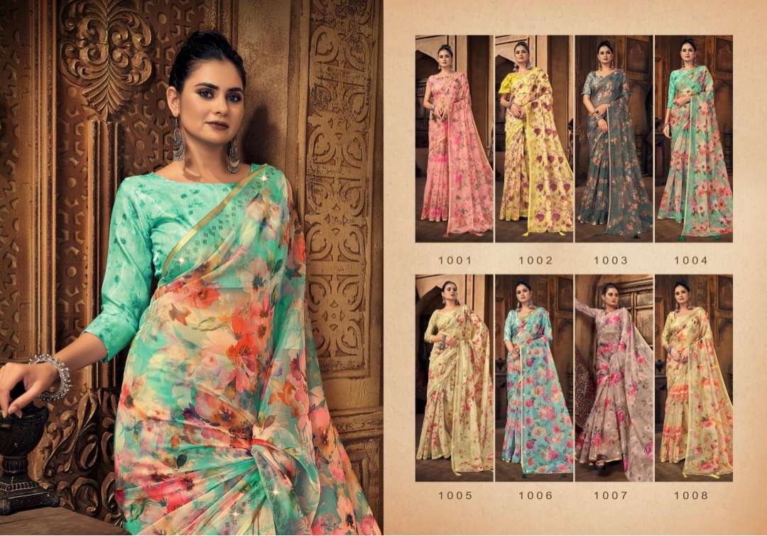 Saroj Shadow with Beautiful Organza Silk with Pure Digital Print and Swarovski Border 