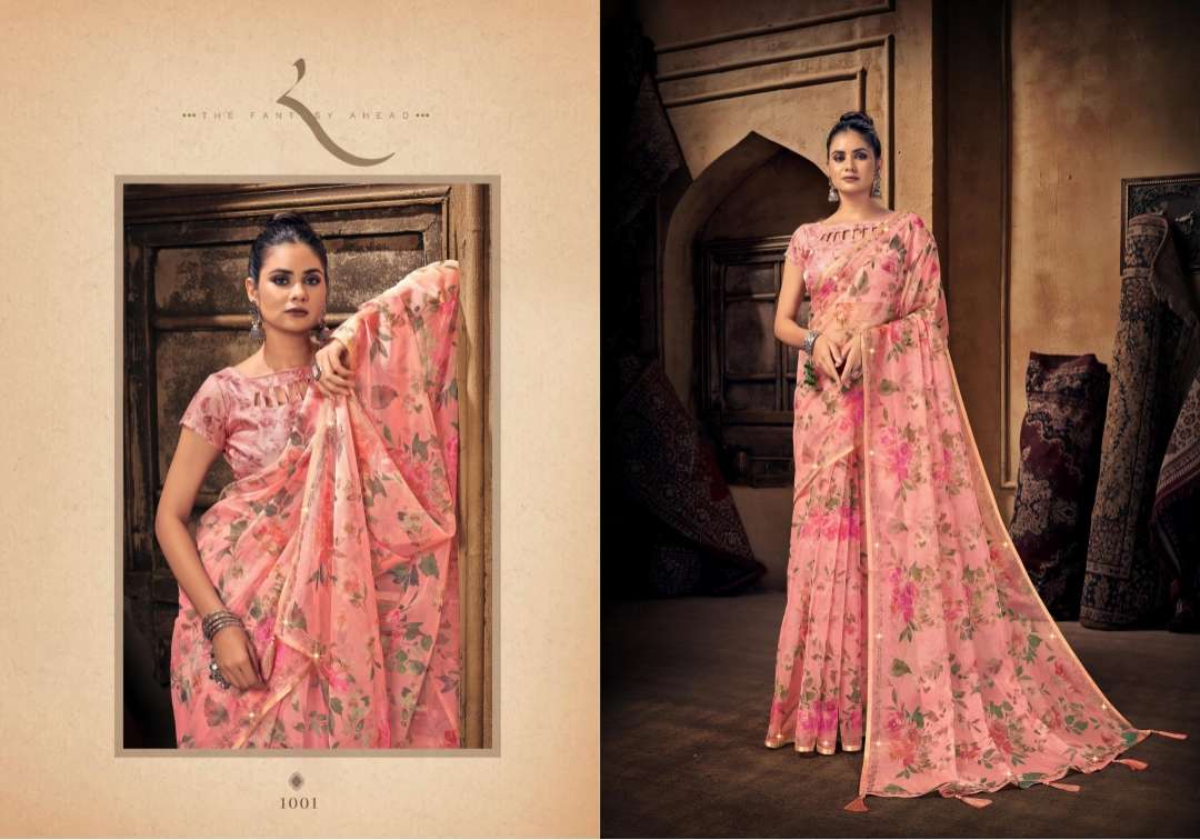 Saroj Shadow with Beautiful Organza Silk with Pure Digital Print and Swarovski Border 