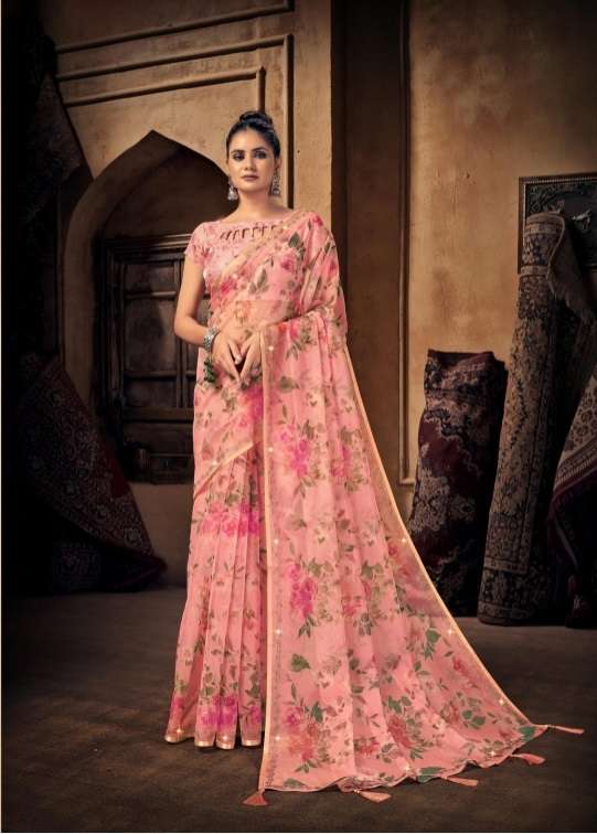 Saroj Shadow with Beautiful Organza Silk with Pure Digital Print and Swarovski Border 