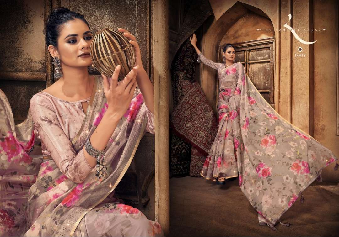 Saroj Shadow with Beautiful Organza Silk with Pure Digital Print and Swarovski Border 