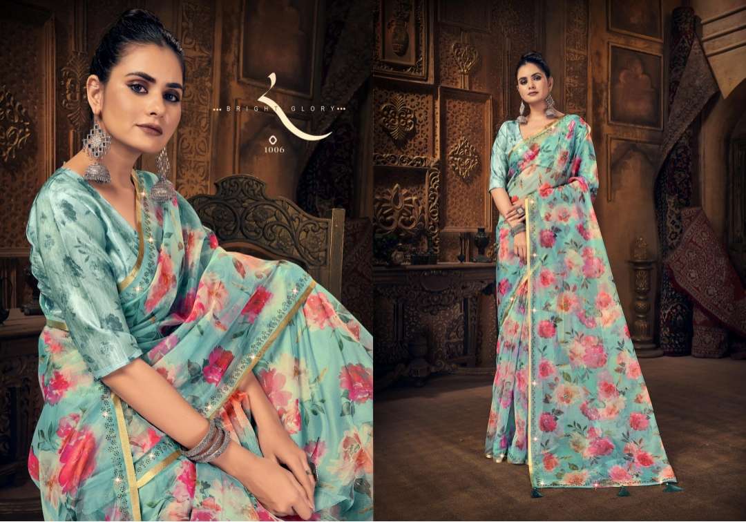 Saroj Shadow with Beautiful Organza Silk with Pure Digital Print and Swarovski Border 