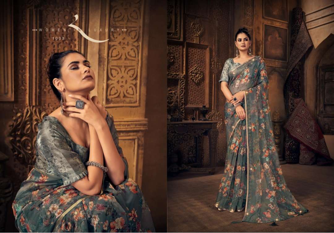 Saroj Shadow with Beautiful Organza Silk with Pure Digital Print and Swarovski Border 
