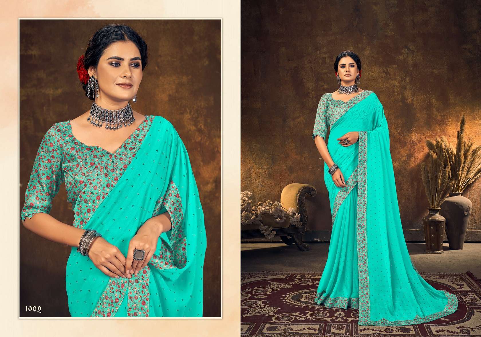 Saroj - Ziyaa Soft Georgette with heavy Diamonds and Digital Lace