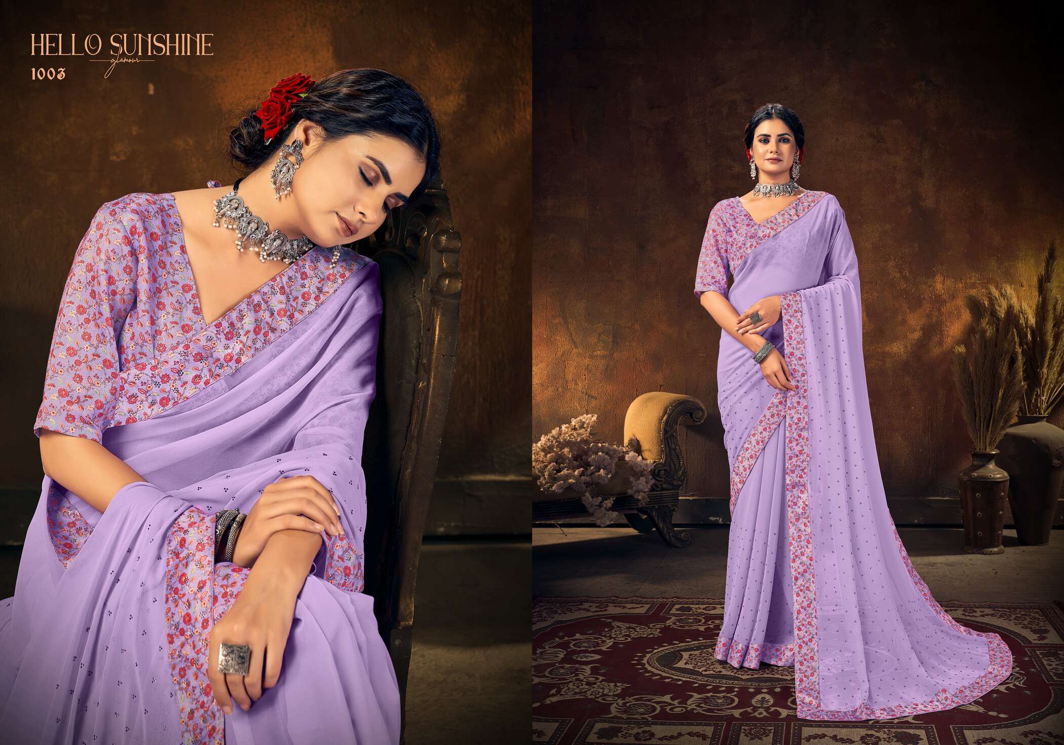 Saroj - Ziyaa Soft Georgette with heavy Diamonds and Digital Lace