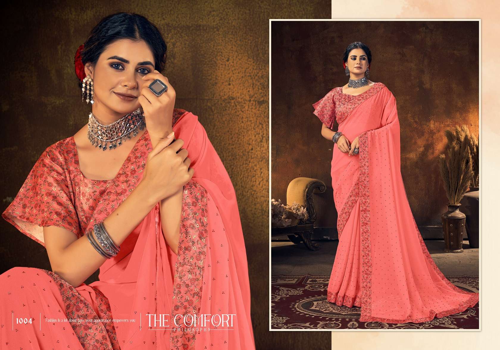 Saroj - Ziyaa Soft Georgette with heavy Diamonds and Digital Lace