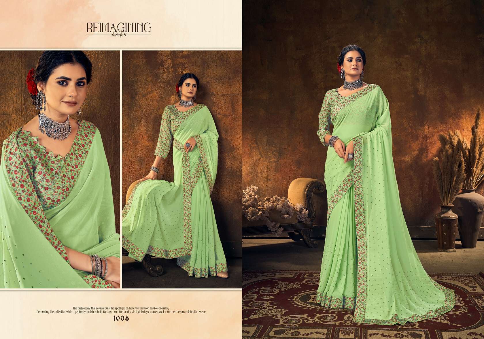 Saroj - Ziyaa Soft Georgette with heavy Diamonds and Digital Lace