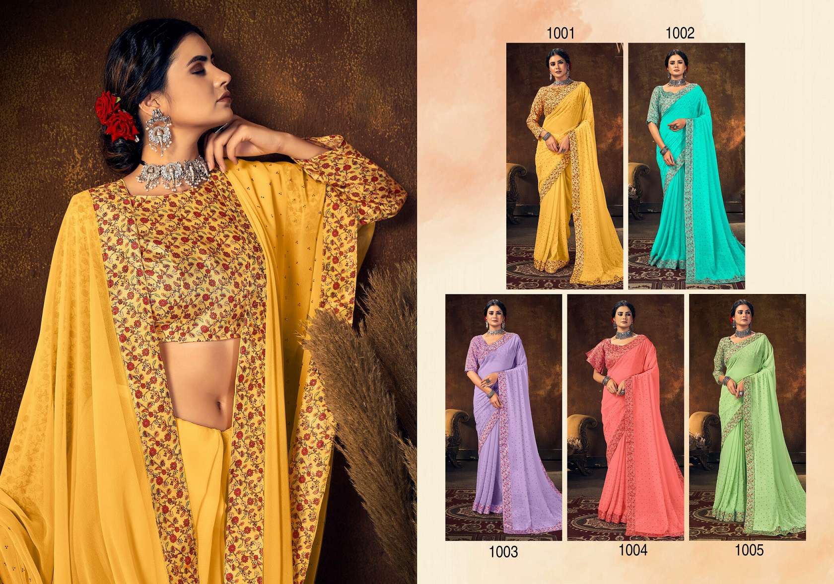 Saroj - Ziyaa Soft Georgette with heavy Diamonds and Digital Lace