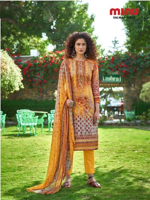 Minu Star Touch Cotton Embroidery Dress Material-8P Catalogue