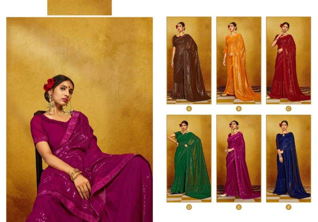 YNF ADANI GEORGETTE SEQUENCE DESIGNER SAREE COLLECTION