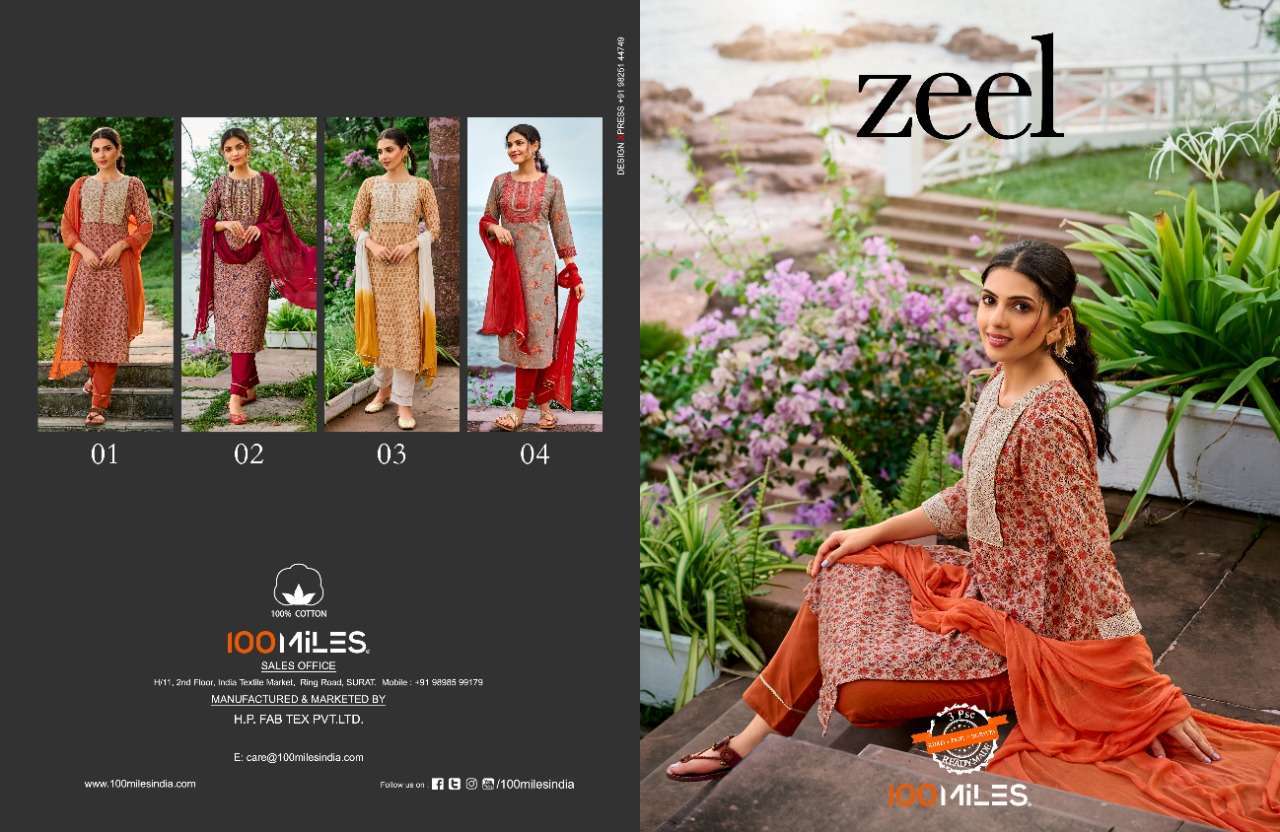 100 MILES ZEEL CAMBRIC 3 PIECE READYMADE COLLECTION