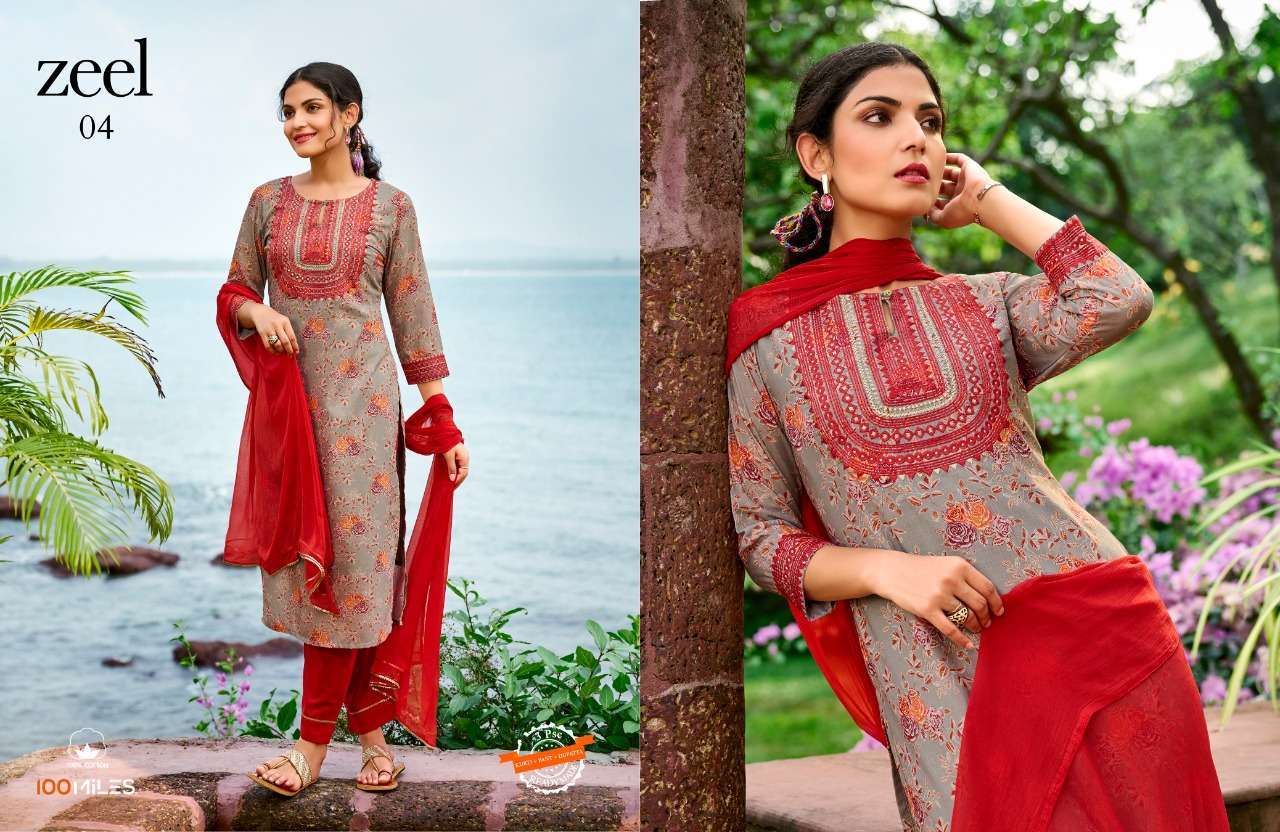 100 MILES ZEEL CAMBRIC 3 PIECE READYMADE COLLECTION