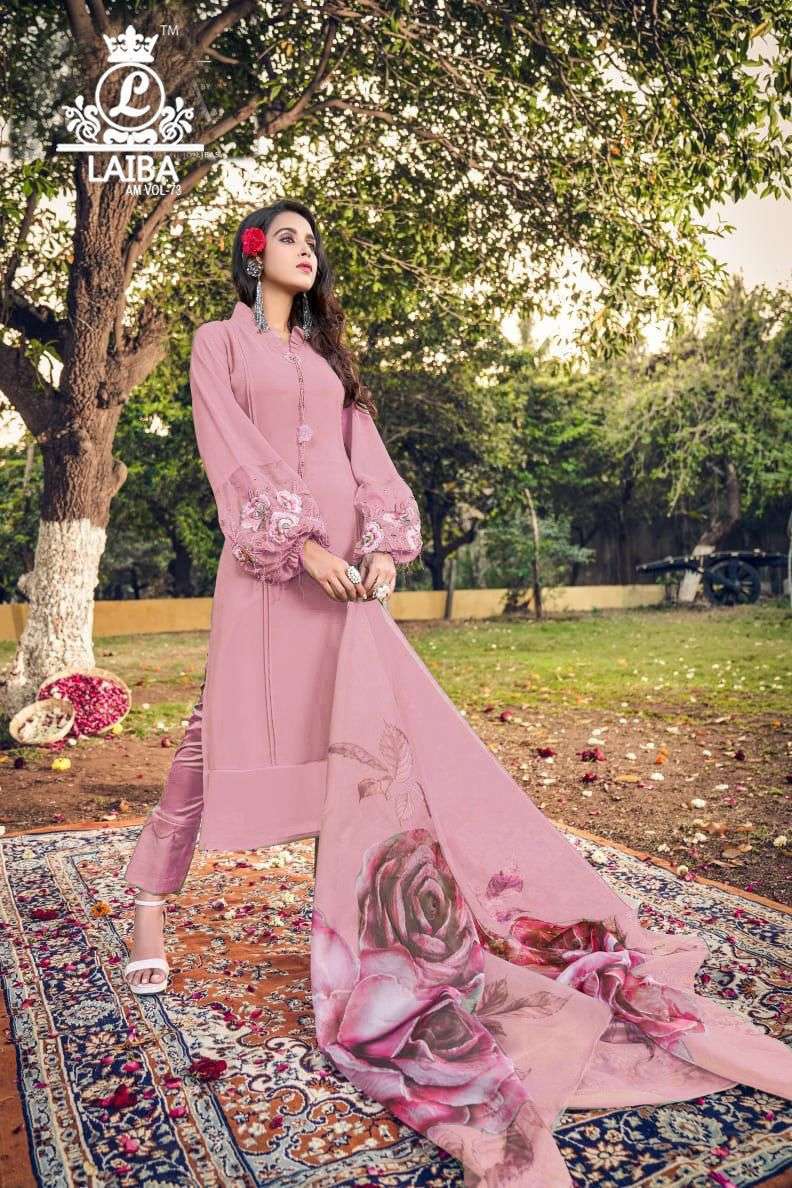 AM VOL 73 BY LAIBA DESIGNER GEORGETTE PAKISTANI READYMADE SUITS