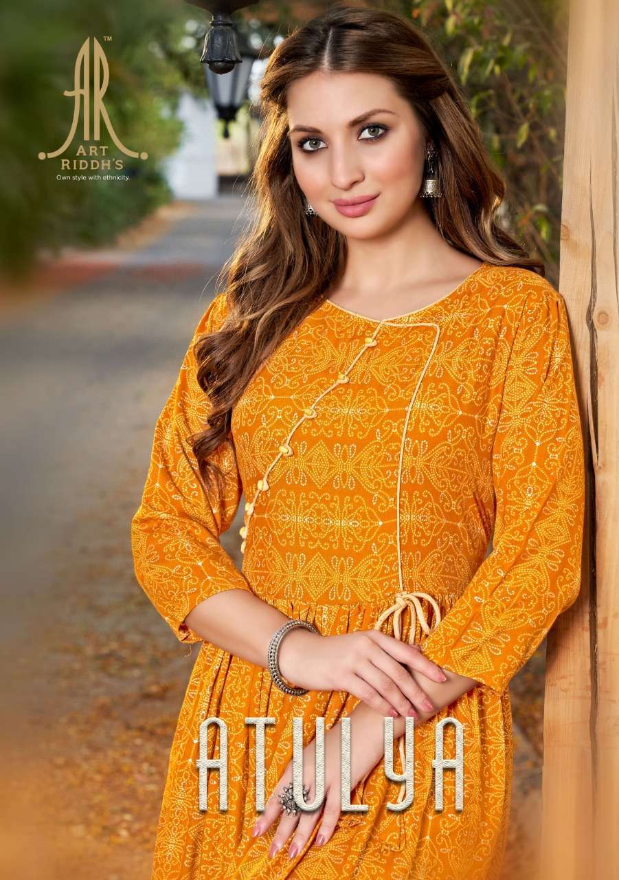  ARTRIDDHS ATULYA RAYON PRINTED LONG KURTI SUPPLIER