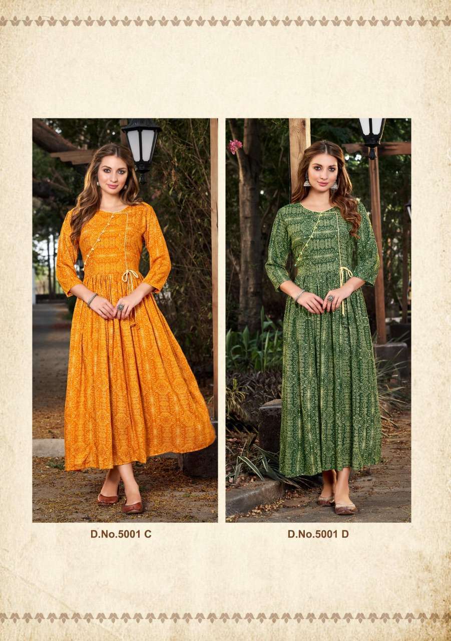  ARTRIDDHS ATULYA RAYON PRINTED LONG KURTI SUPPLIER