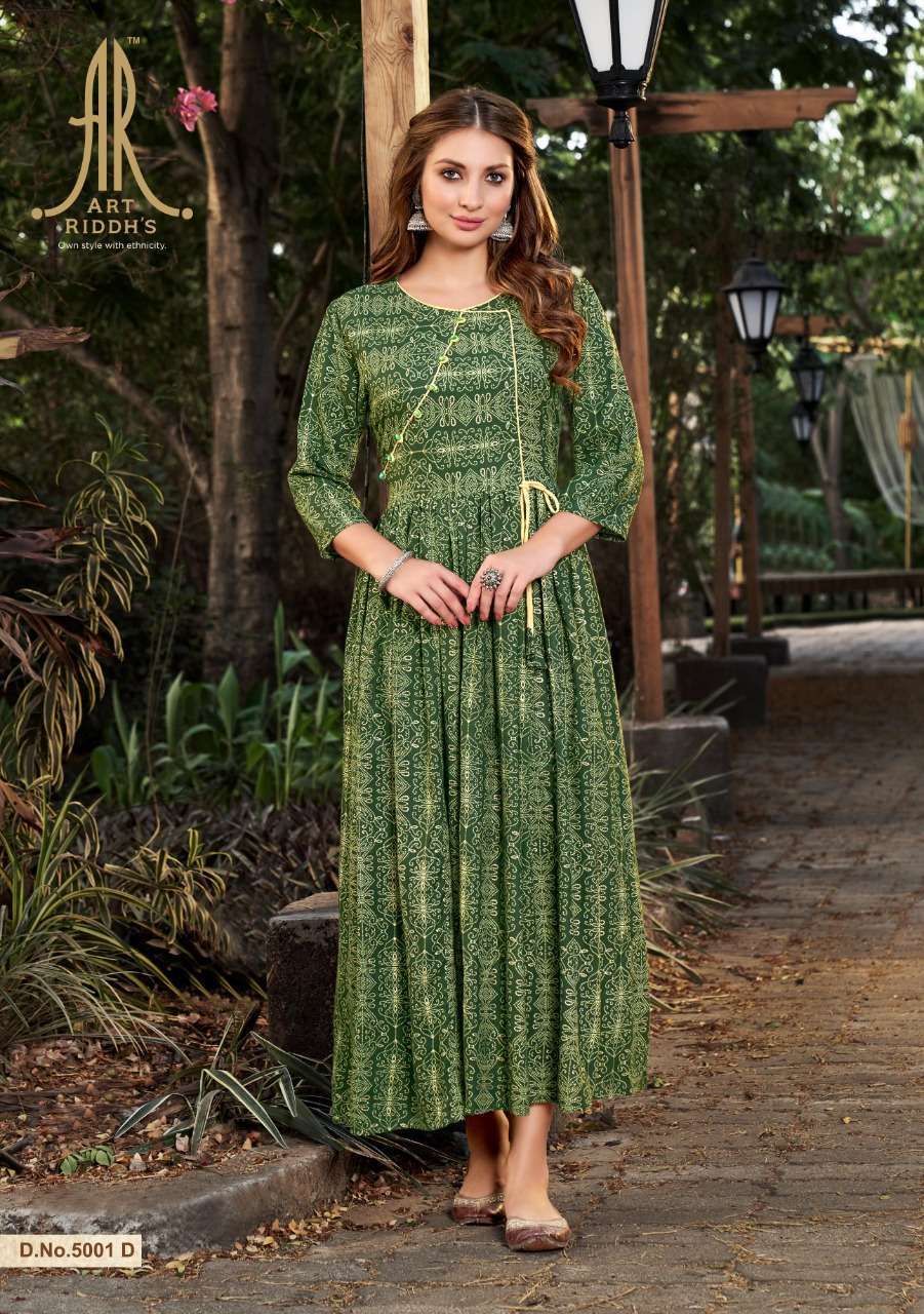  ARTRIDDHS ATULYA RAYON PRINTED LONG KURTI SUPPLIER