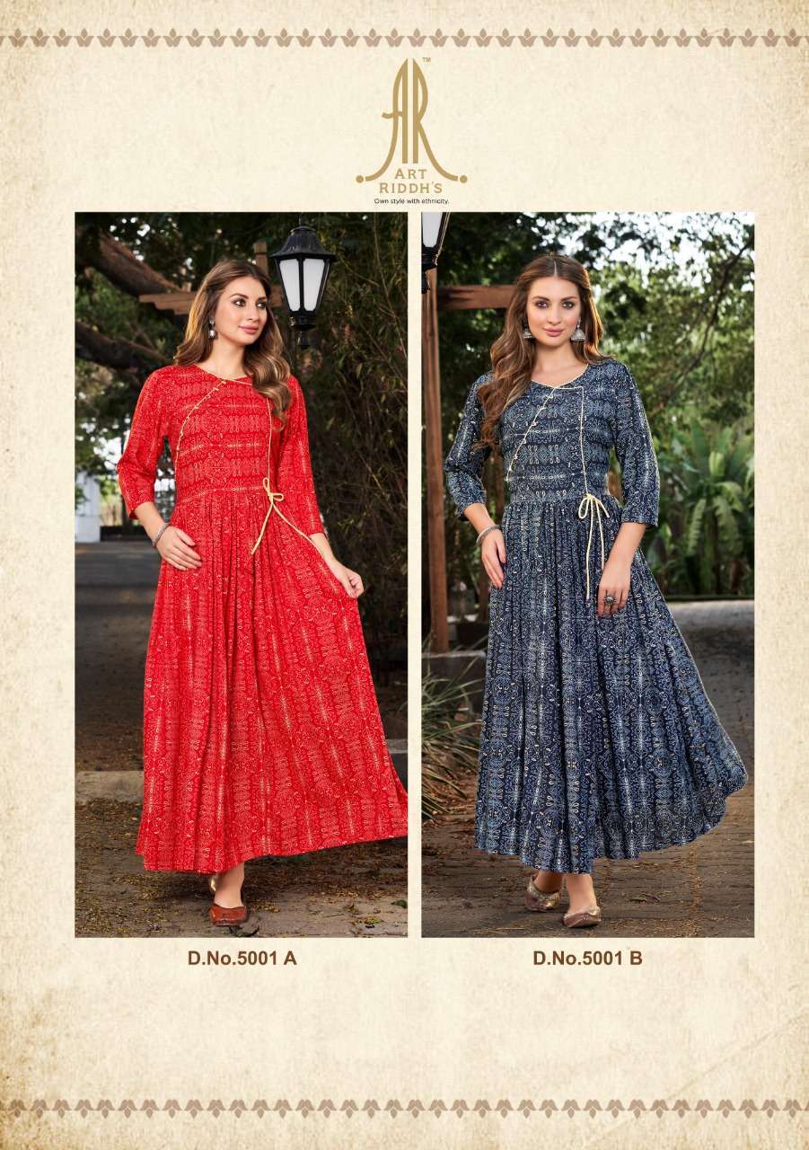  ARTRIDDHS ATULYA RAYON PRINTED LONG KURTI SUPPLIER