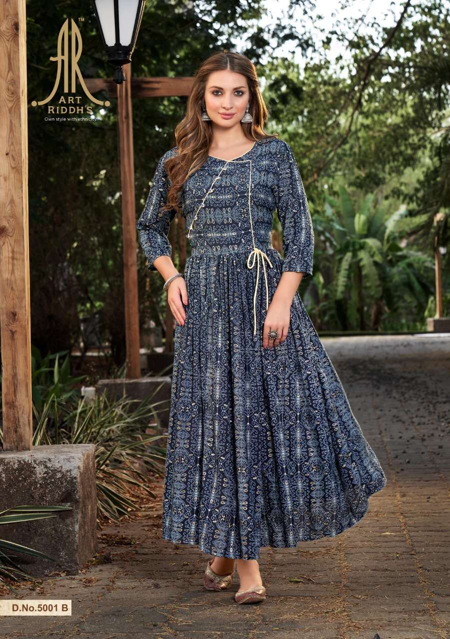  ARTRIDDHS ATULYA RAYON PRINTED LONG KURTI SUPPLIER