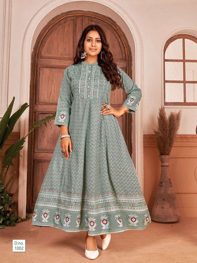 BANWERY NAYANTHARA VOL 1 RAYON JAIPURI PRINT ANARKALI KURTI COLLECTION
