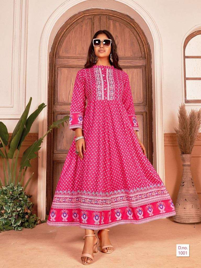 BANWERY NAYANTHARA VOL 1 RAYON JAIPURI PRINT ANARKALI KURTI COLLECTION