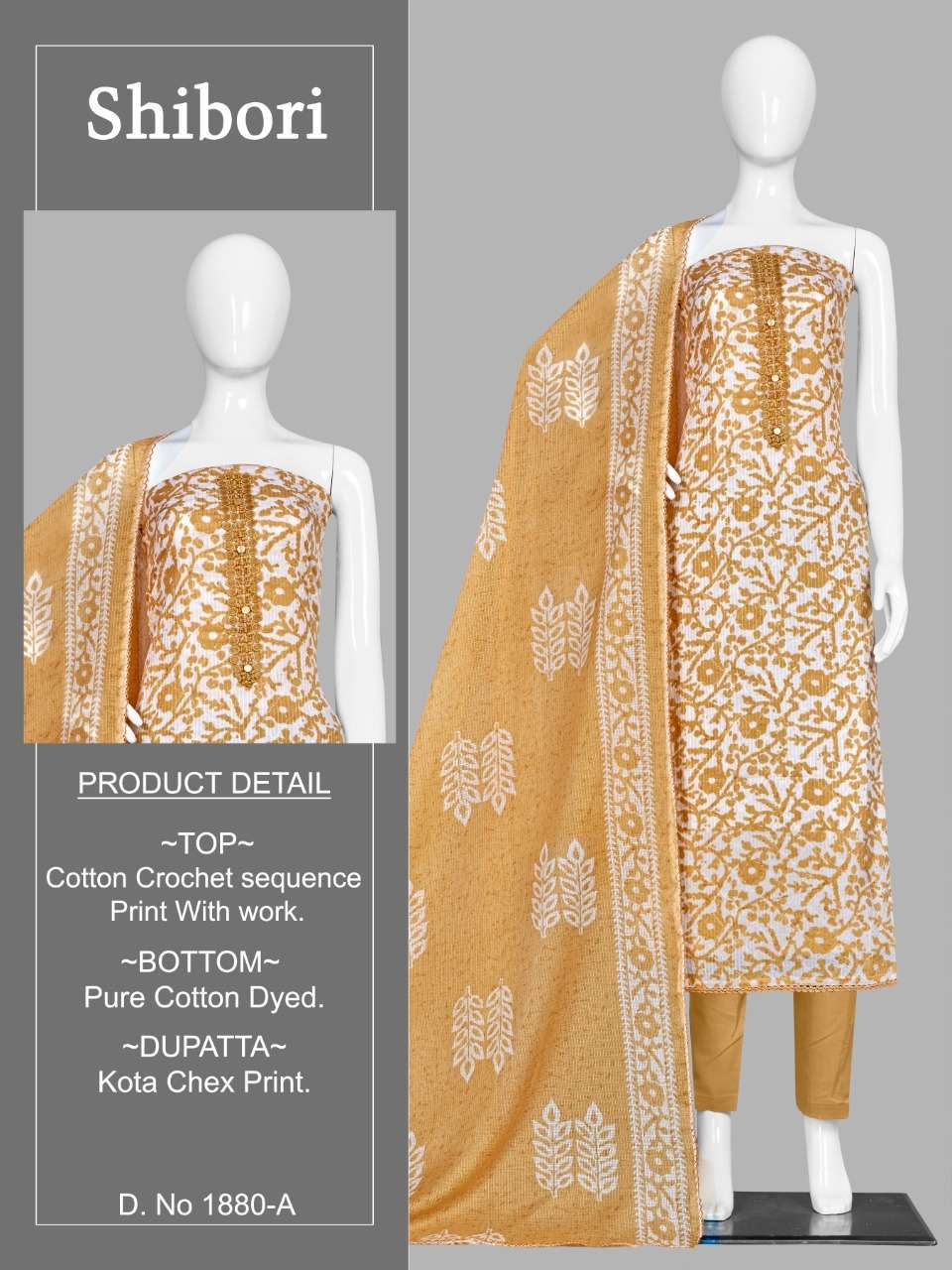 BIPSON SHIBORI 1880 COTTON FANCY LADIES SUITS WHOLESALER