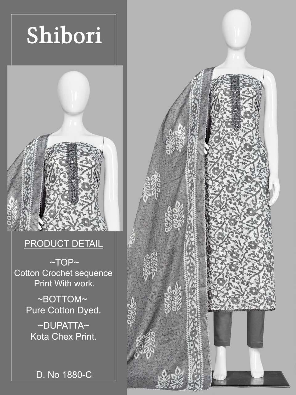 BIPSON SHIBORI 1880 COTTON FANCY LADIES SUITS WHOLESALER