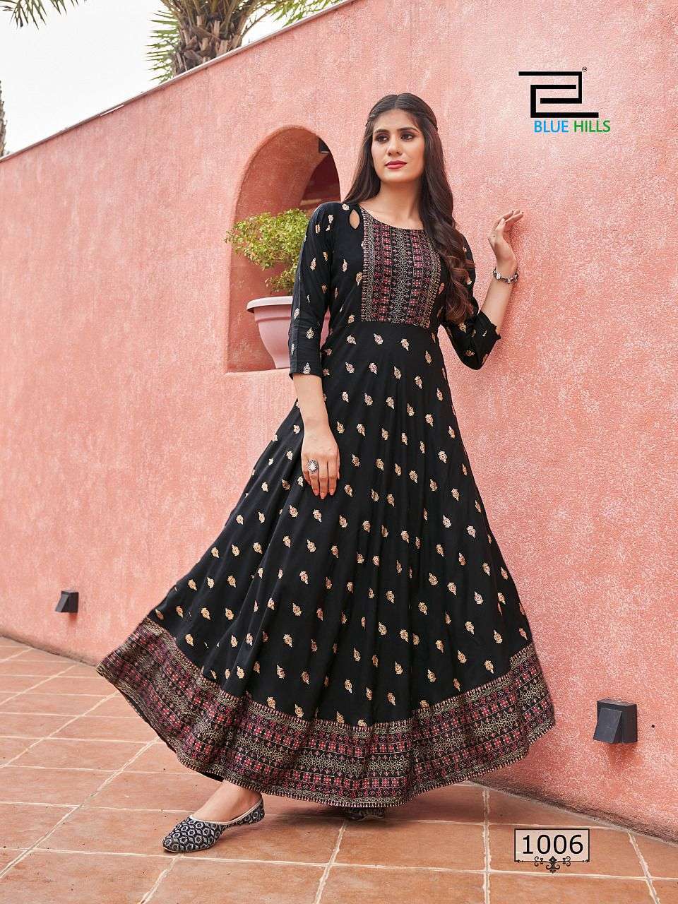 BLUE HILLS LAURA VOL 1 RAYON LONG GOWN KURTI DESIGN AUTHORIZED SUPPLIER