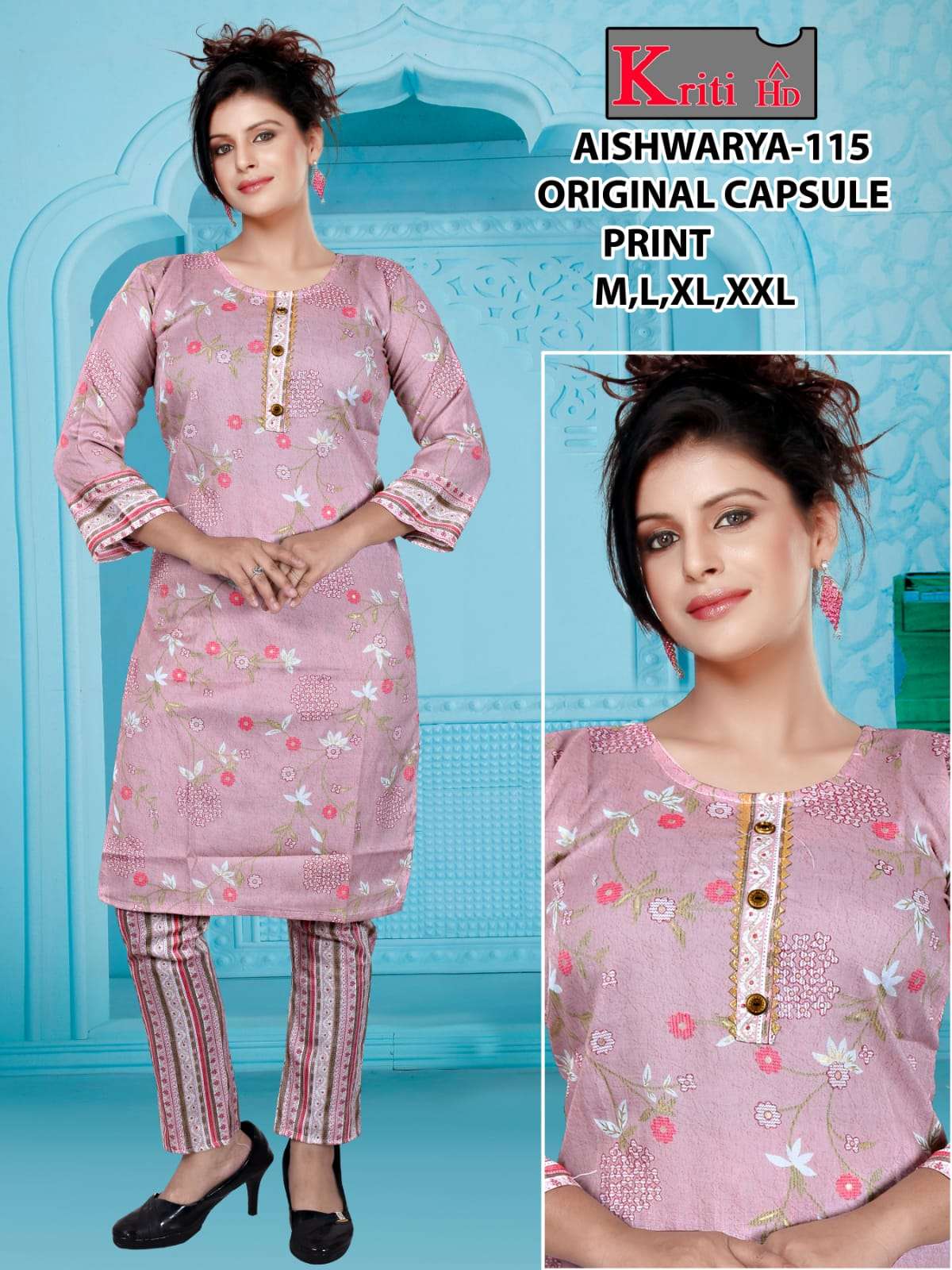 Capsul Print Kurtis with pant Set wize  M to XXL