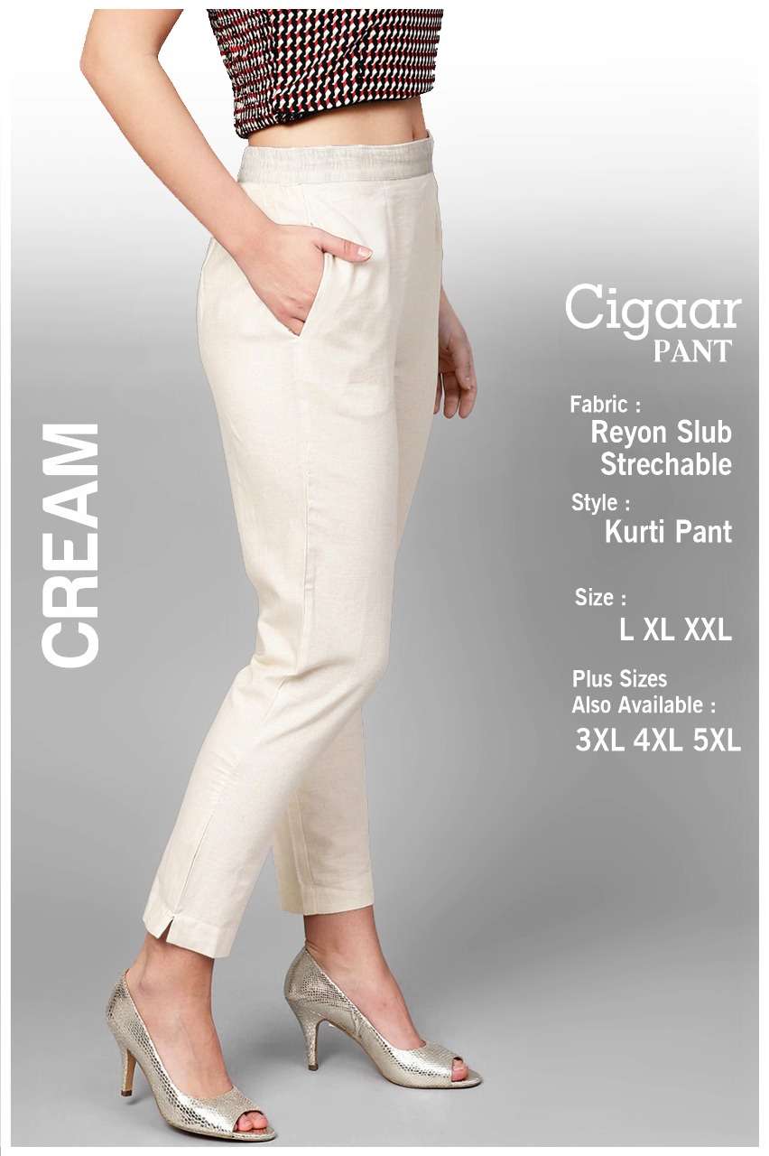 Buy De Moza Womens Cotton Solid Cigarette Pant Offwhite at Amazon.in