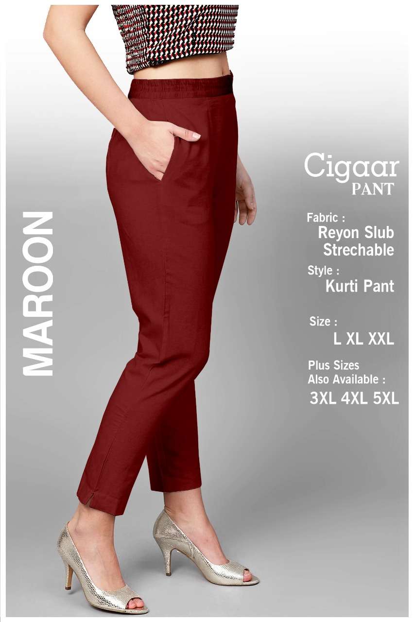 Maroon High-Waisted Classic Cigarette Trousers for Women -650, सिगरेट पैंट  - EFab Enterprises, New Delhi | ID: 2852229034333