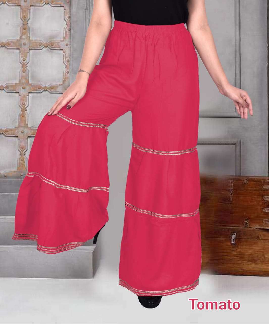 Cottonindia Heavy Riyon Plane Plazzo