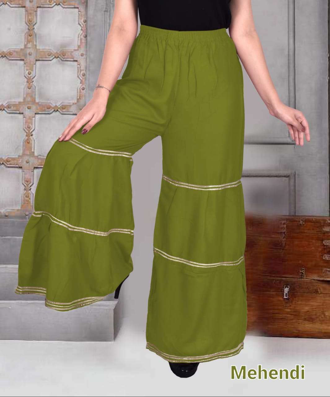 Cottonindia Heavy Riyon Plane Plazzo