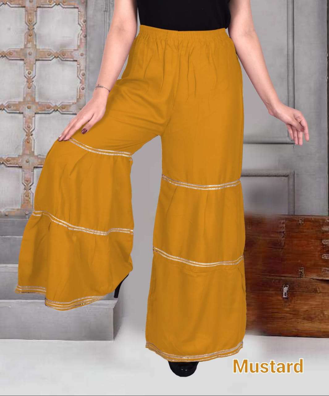 Cottonindia Heavy Riyon Plane Plazzo