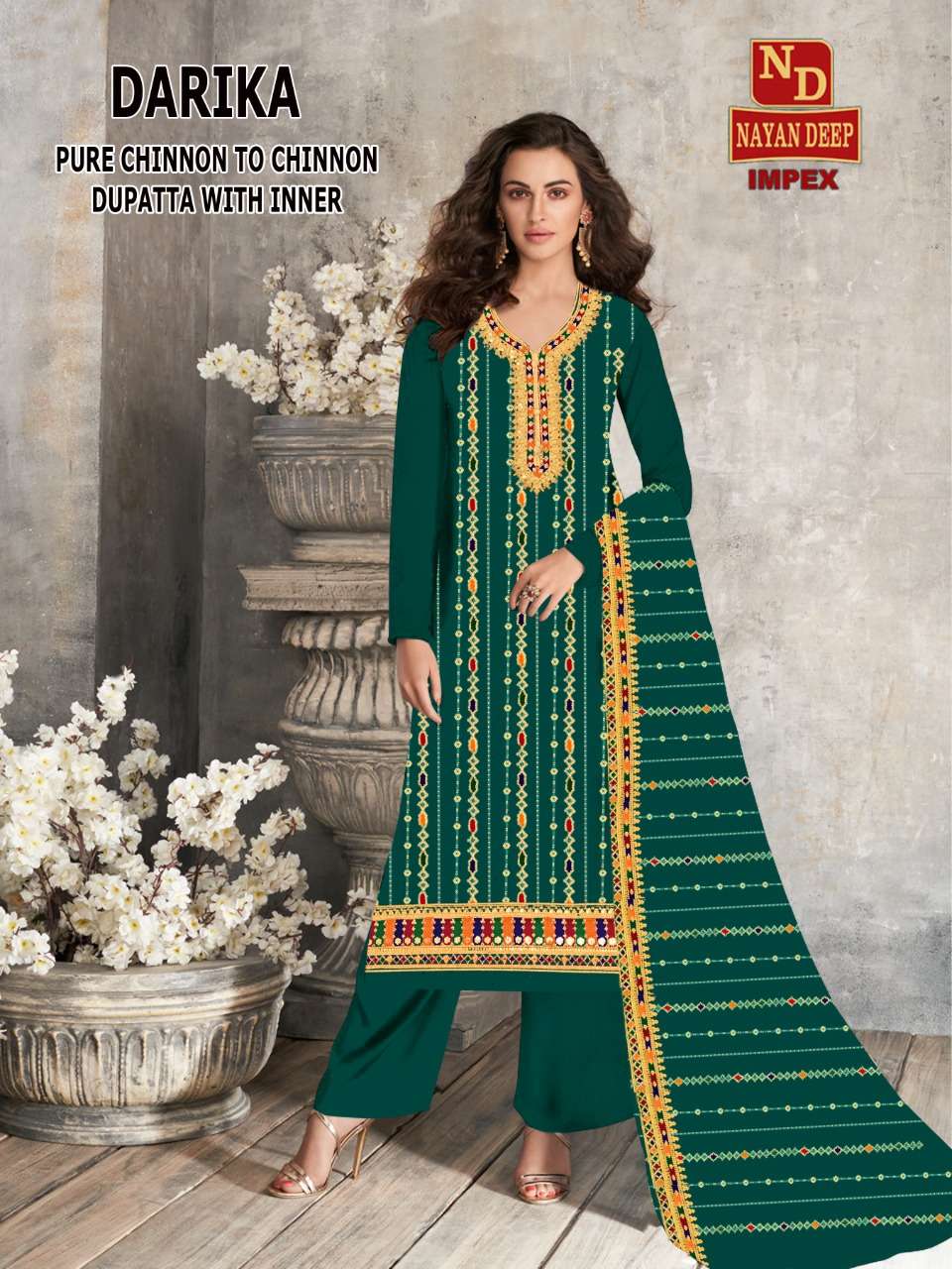 TOP:- CHINNON . BOTTOM:- DULL SANTOON.. DUPATTA :- CHINNON