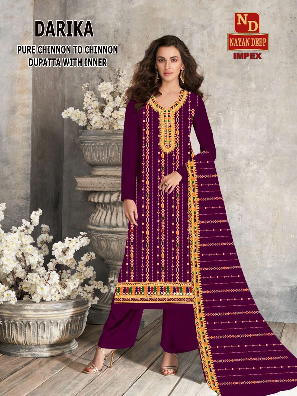 TOP:- CHINNON . BOTTOM:- DULL SANTOON.. DUPATTA :- CHINNON