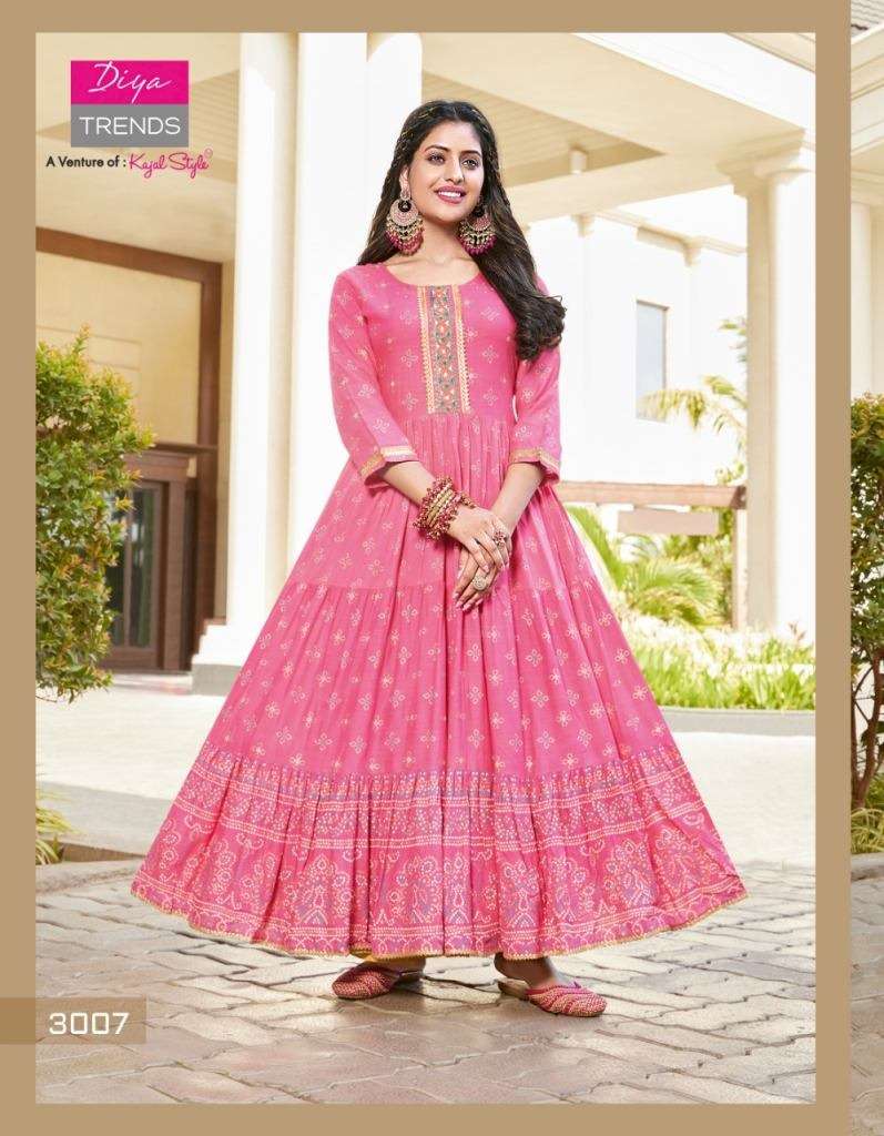 DiyaTrends Groom VOL 3 Rayon Gold Print Designer Anarkali Kurti Collection