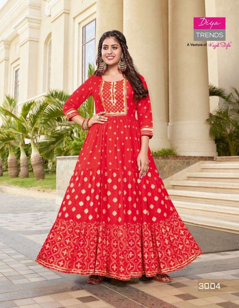 DiyaTrends Groom VOL 3 Rayon Gold Print Designer Anarkali Kurti Collection