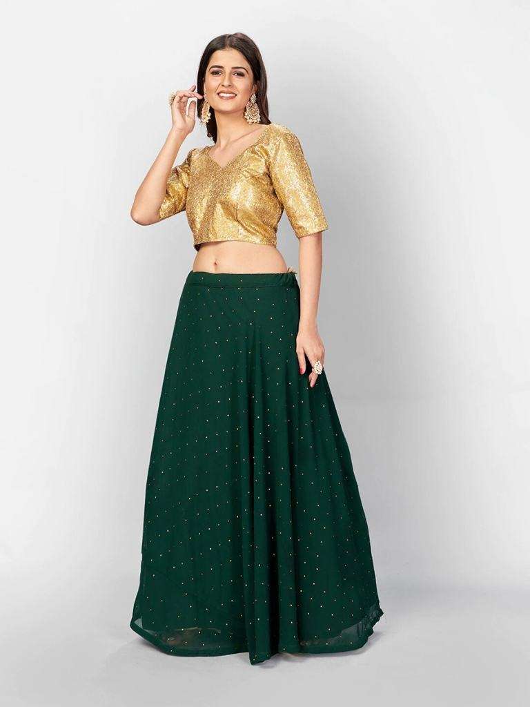 Green Stylish Poly Georgette Lehenga Choli With Heavy Dupatta