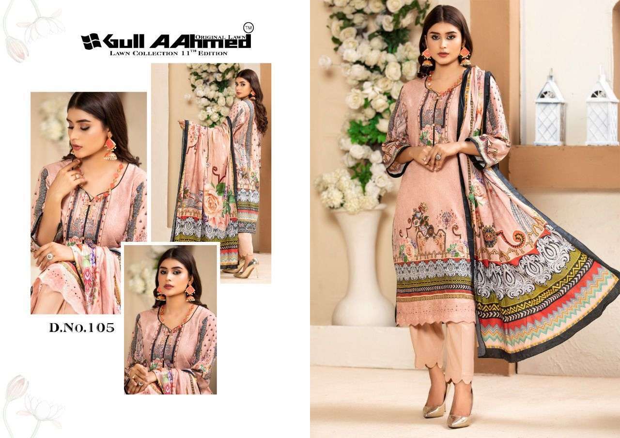 GUL AHMED LAUNCH GULAHMED VOL 11 PURE LAWN SALWAR KAMEEZ WITH MAL MAL DUPPATA