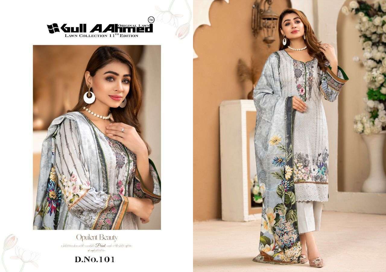 GUL AHMED LAUNCH GULAHMED VOL 11 PURE LAWN SALWAR KAMEEZ WITH MAL MAL DUPPATA