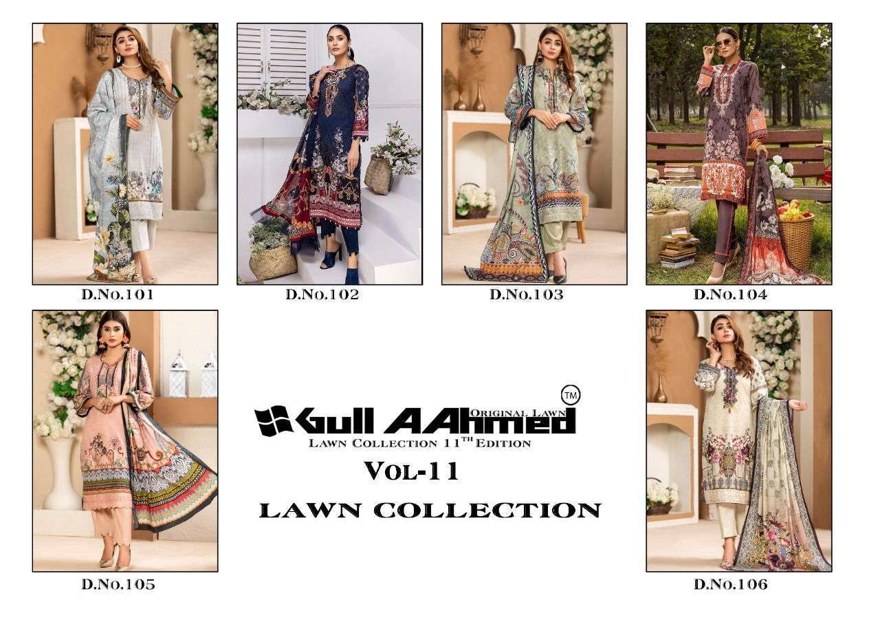 GUL AHMED LAUNCH GULAHMED VOL 11 PURE LAWN SALWAR KAMEEZ WITH MAL MAL DUPPATA