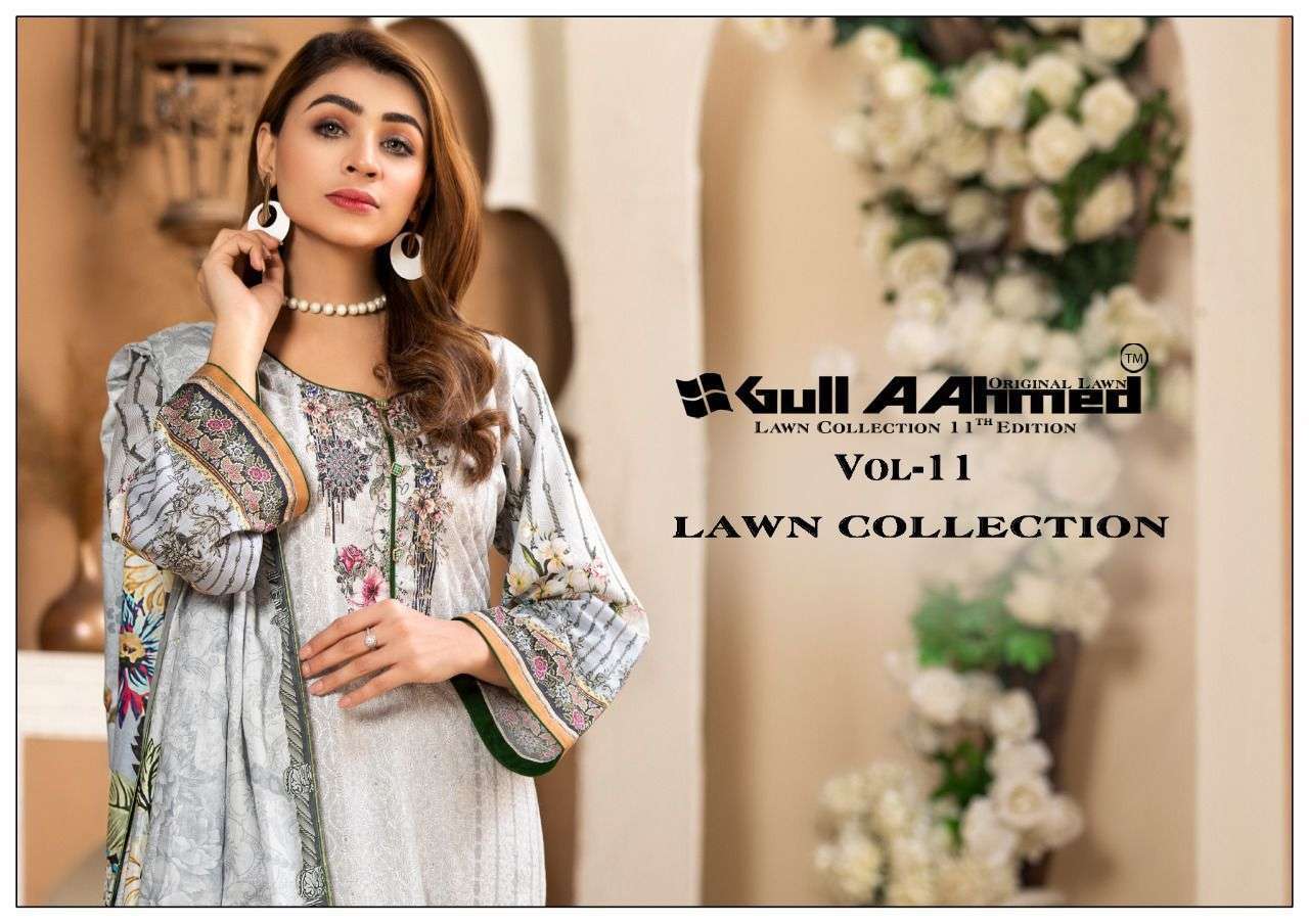 GUL AHMED LAUNCH GULAHMED VOL 11 PURE LAWN SALWAR KAMEEZ WITH MAL MAL DUPPATA