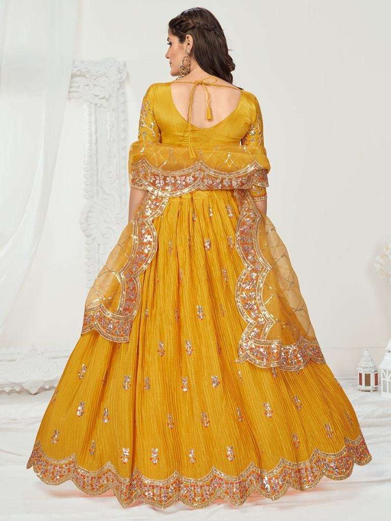 Haldi Wear Pleated Designer Georgette Lehenga Choli