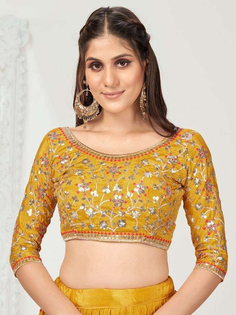 Haldi Wear Pleated Designer Georgette Lehenga Choli